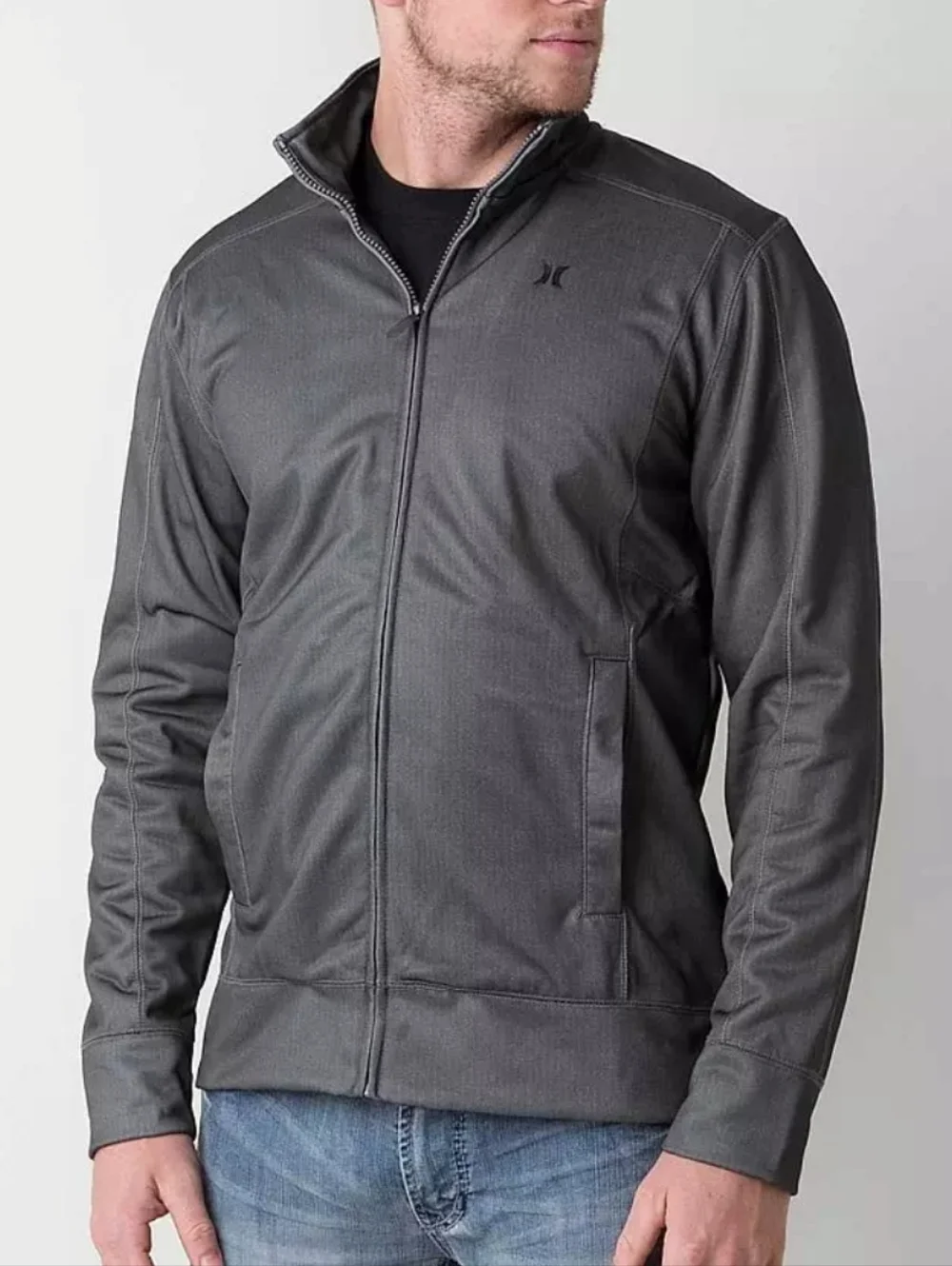 Hurley Sunday Lightweight Track Jacket Charcoal Gray Oversize Streetwear Racing